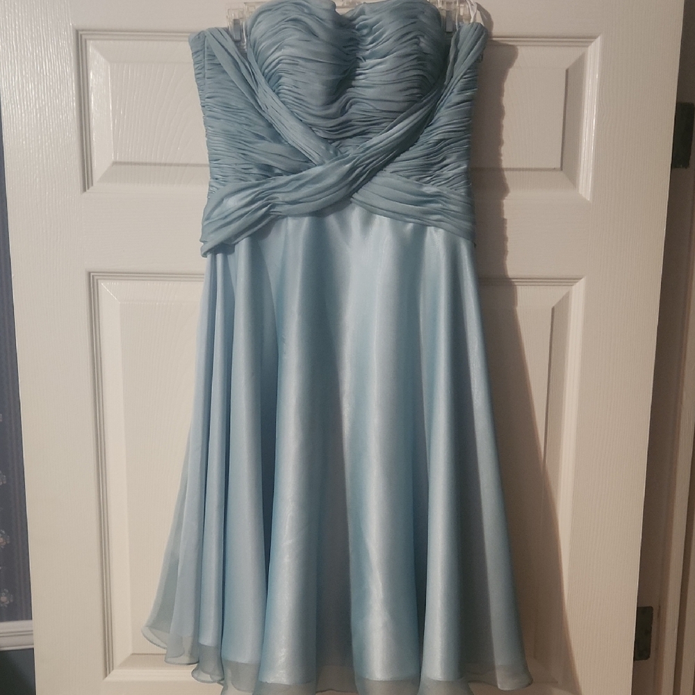 Strapless Light Blue A-Line Dress